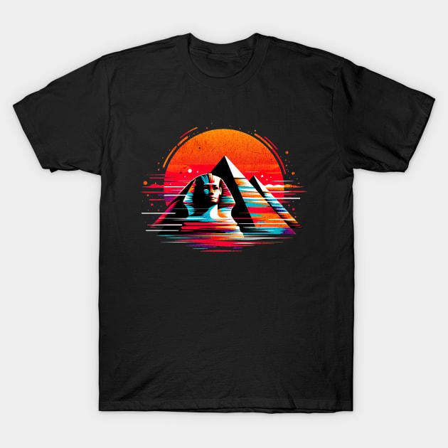 Vintage Retro Pyramids of Giza Sphinx Design T-Shirt by Miami Neon Designs